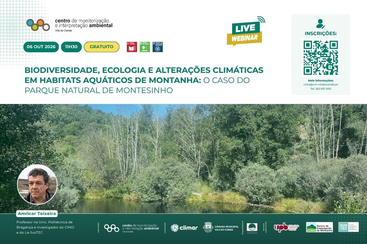 Palestra online "Biodiversidade, Ecologia e Alterações Climáticas em Habitats Aquáticos de Montanha: O Caso do Parque Natural de Montesinho"