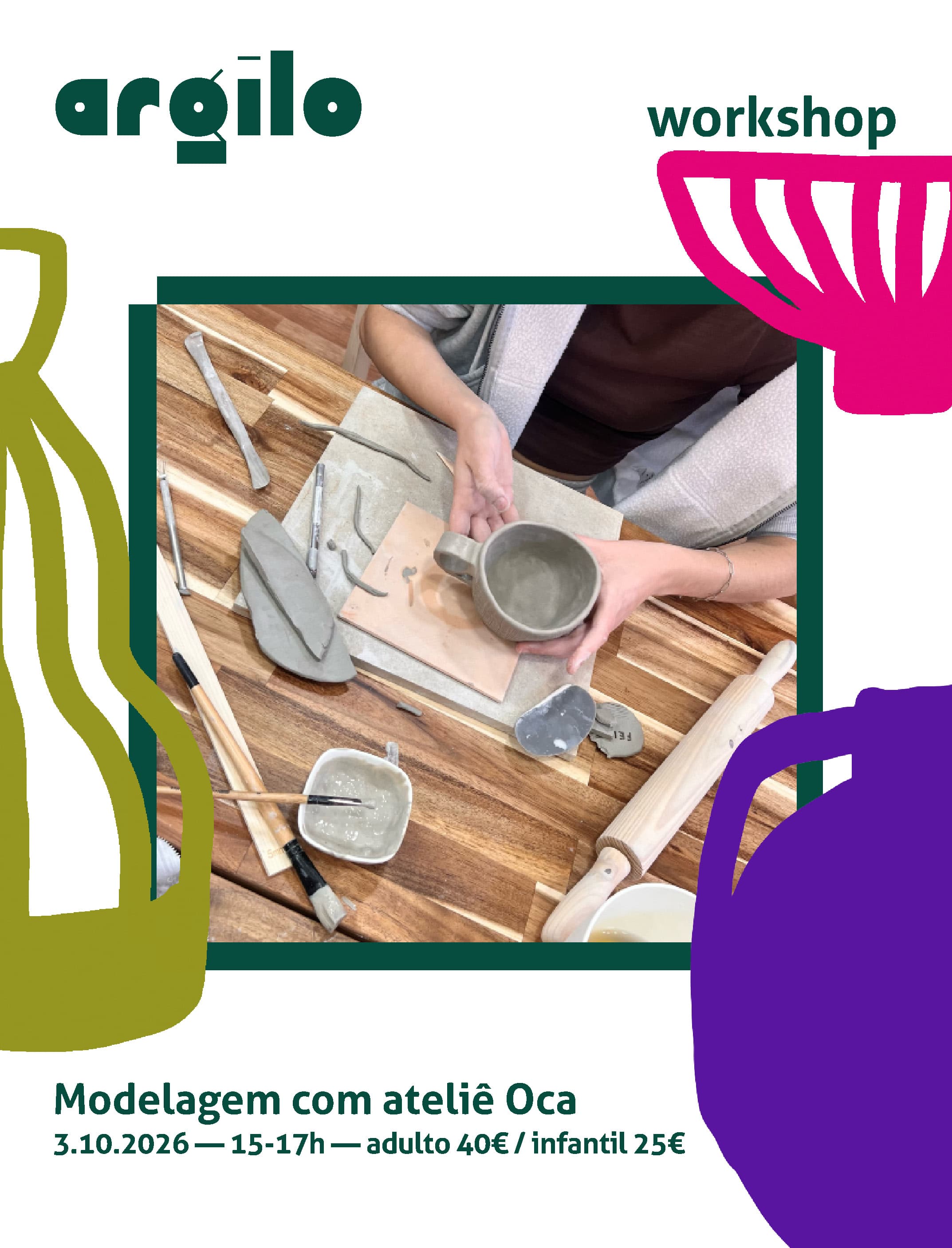 Oficina de cerâmica com ateliê Oca